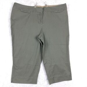 Avenue Womens Pants Chino Capri‎ Signature Military Green Stonewashed Plus 22